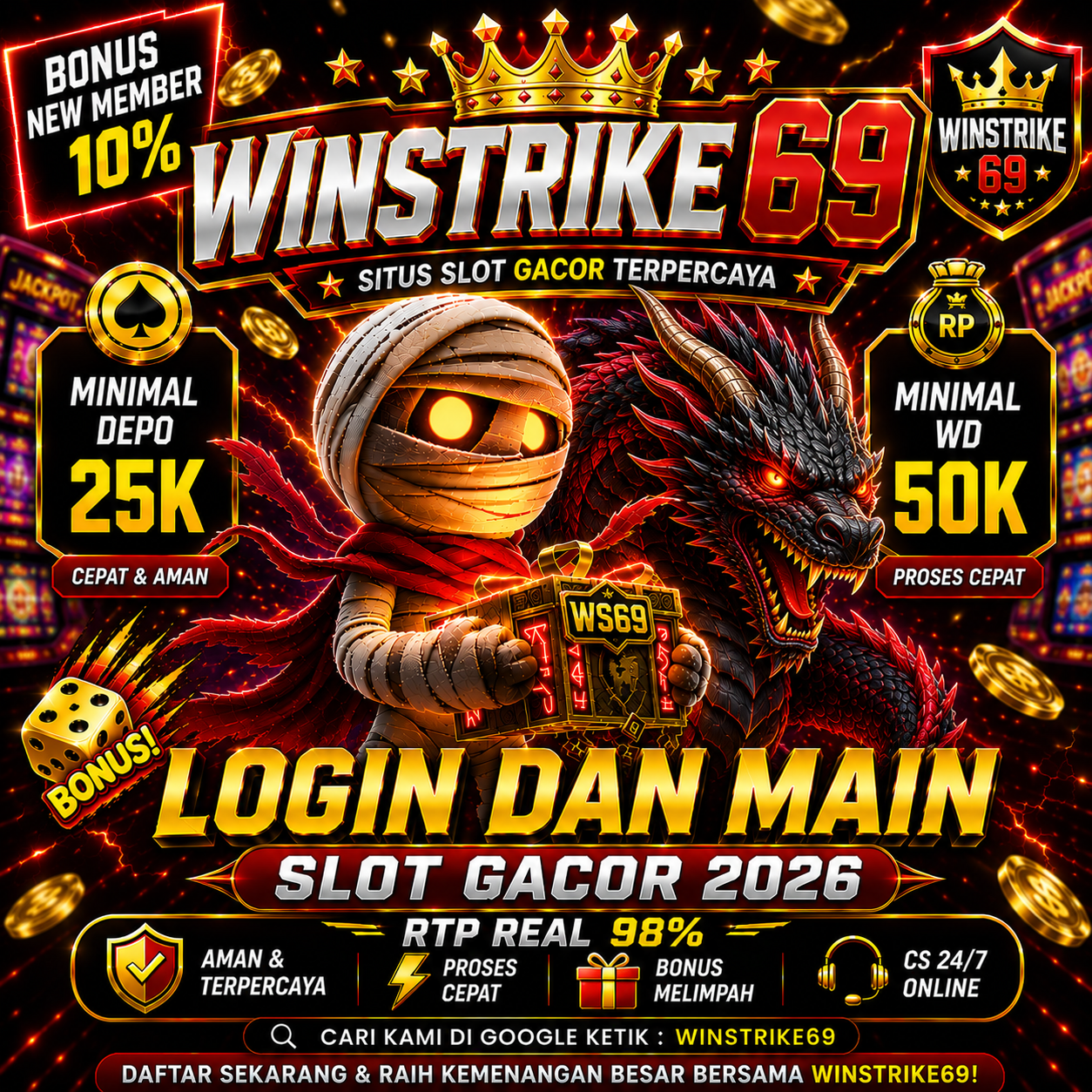 Thumbnail 1 of 3, Poster, Winstrike69 Login Situs Slot Online Resmi RTP Gacor Hari Ini designed and sold by winstrike69.
