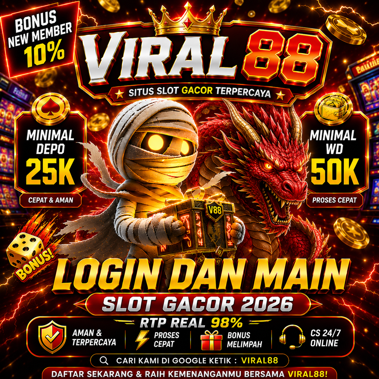 Thumbnail 1 of 3, Poster, Viral88 Login Link Alternatif Situs Slot RTP Gacor Terbaru designed and sold by viral88.