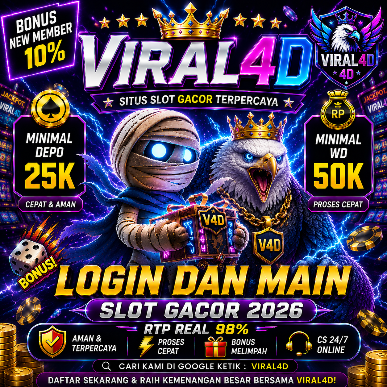 Thumbnail 1 of 3, Poster, Viral4d Login Link Alternatif Slot Online Resmi RTP Hari Ini designed and sold by viral4d.