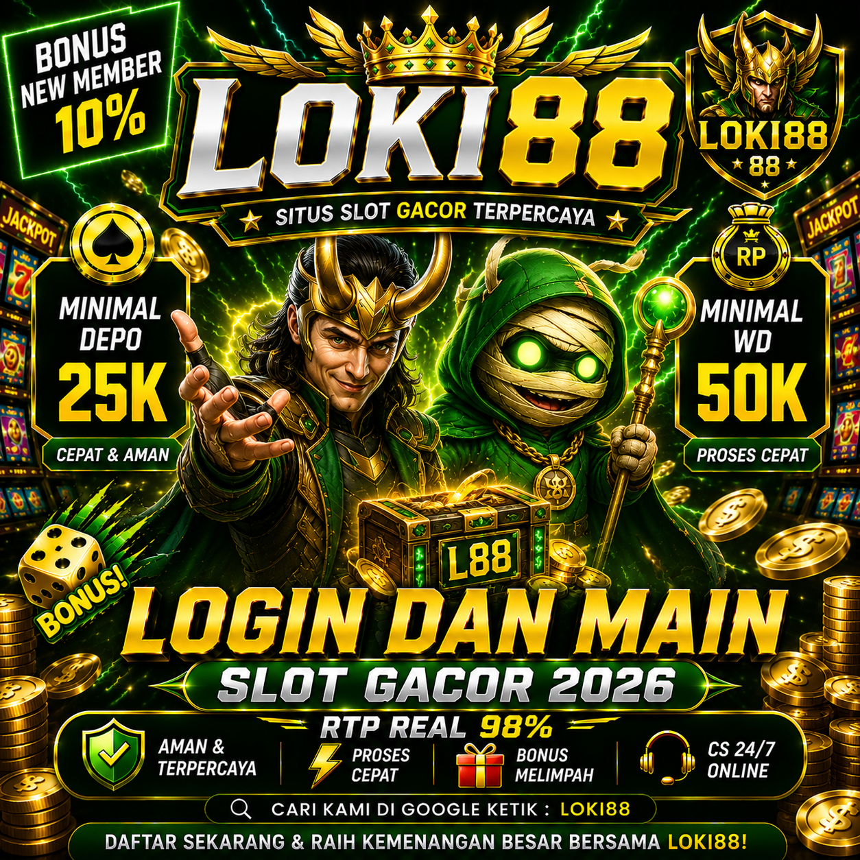 Thumbnail 1 of 3, Poster, Loki88 Login Link Alternatif Situs Slot Online RTP Terbaru designed and sold by loki88.