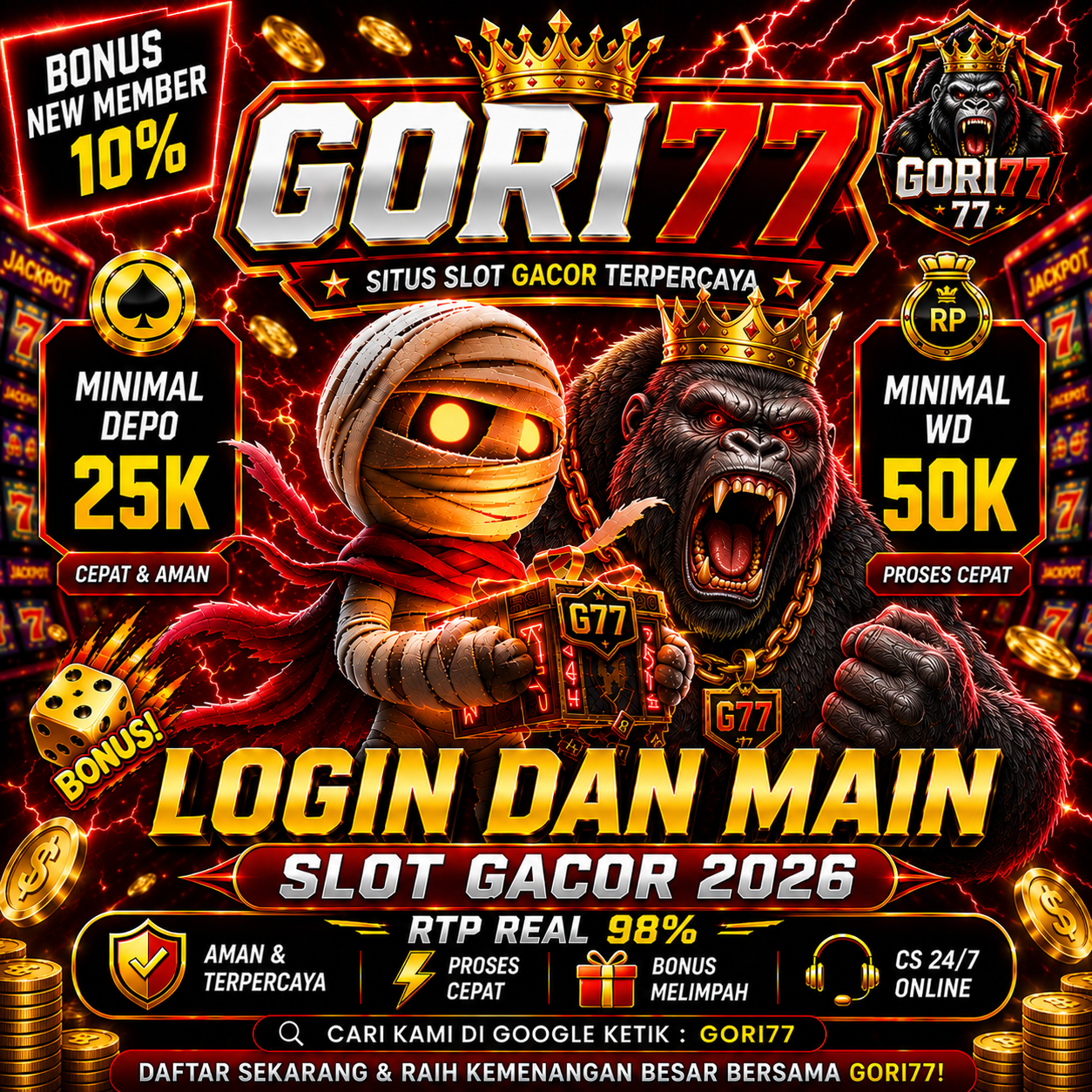 Thumbnail 1 of 3, Poster, Gori77 Login Situs Slot Online Link Alternatif RTP Gacor Resmi designed and sold by gori77.