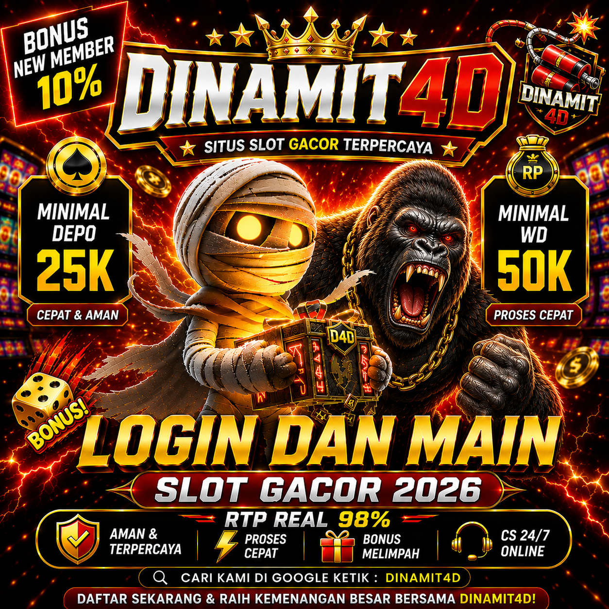 Thumbnail 1 of 3, Poster, Dinamit4d Login Situs Slot Online Link Alternatif RTP Resmi designed and sold by dinamit4d.