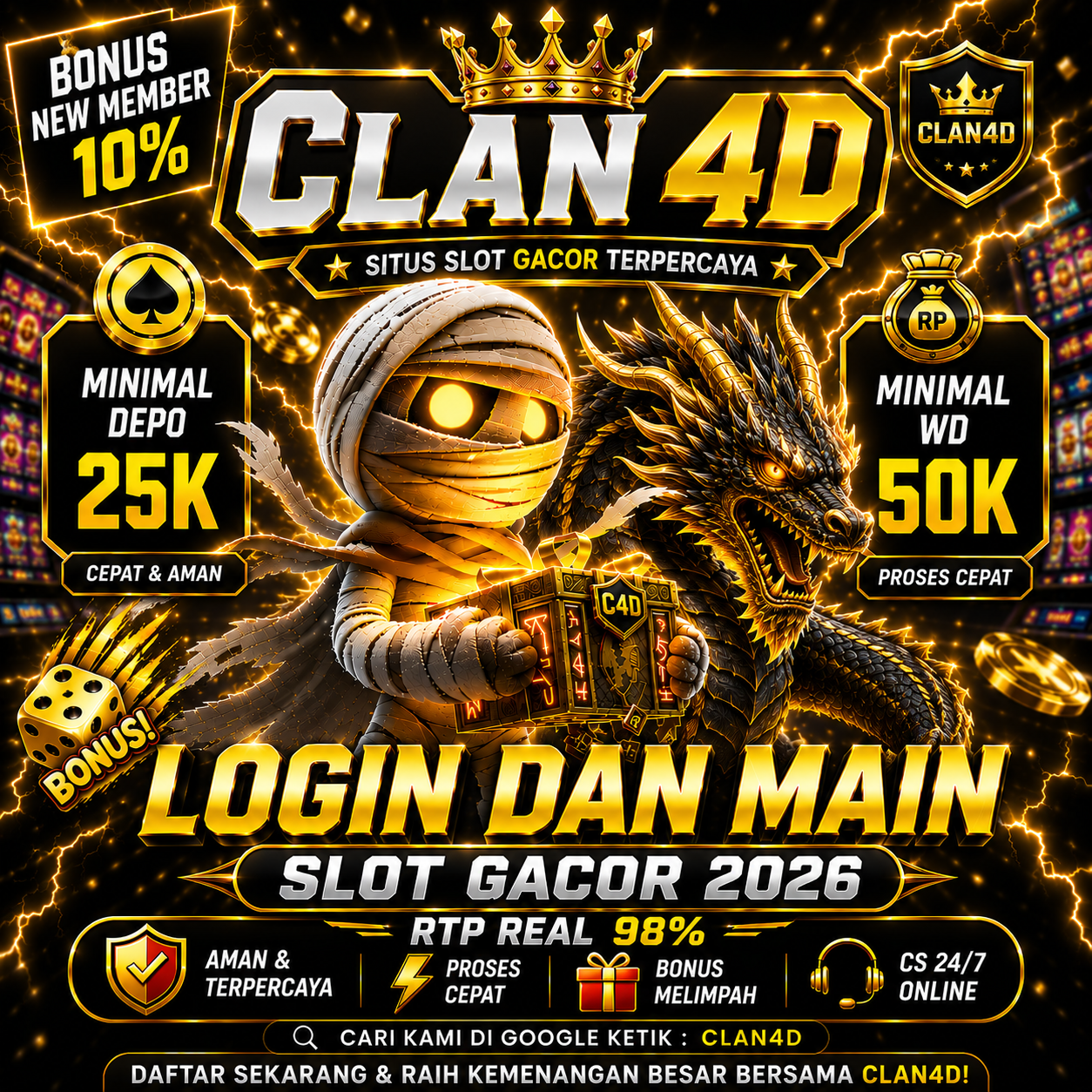 Thumbnail 1 of 3, Poster, Clan4d Login Link Alternatif Situs Slot Online RTP Resmi designed and sold by clan4d.